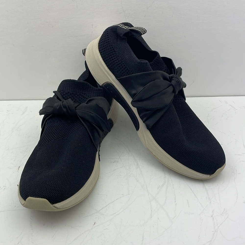 Mark Nason Women's Knit Mesh Bow Sock Black Slip-On Casual Sneaker Size 9